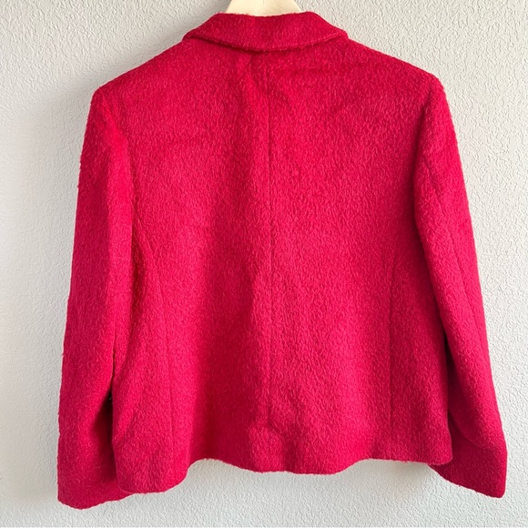 Red alpaca wool designer coat - Picture 3 of 8